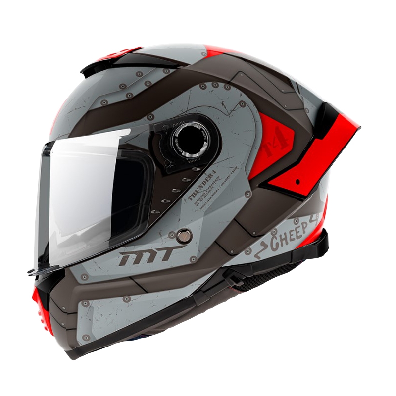 Cască de motociclist integrală MT Thunder 4 SV Cheep B5 negru-roșu-gri pentru motociclete