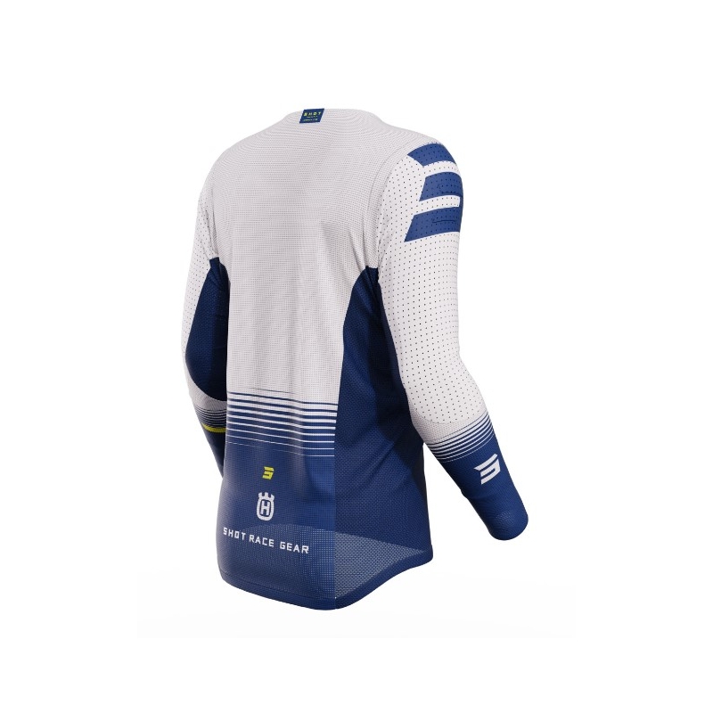 Tricoul de motocros Shot Aerolite Husqvarna LE 2023 alb-albastru lichidare