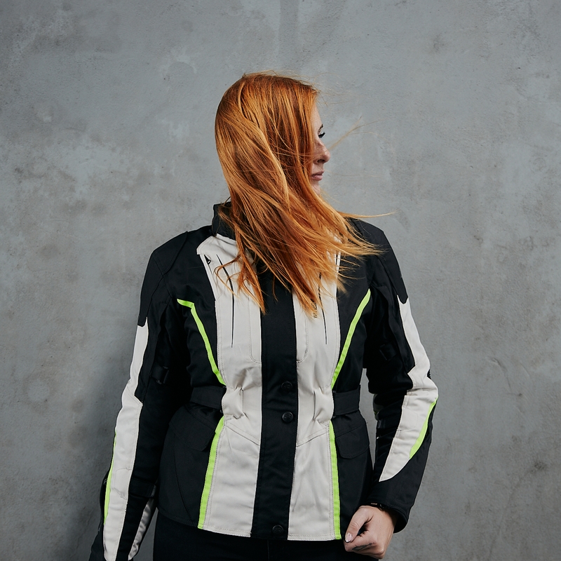 Geacă de motocicletă pentru femei Ozone Sahara Black-Grey-Fluo Yellow lichidare