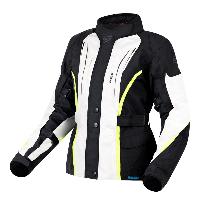 Geacă de motocicletă pentru femei Ozone Sahara Black-Grey-Fluo Yellow lichidare