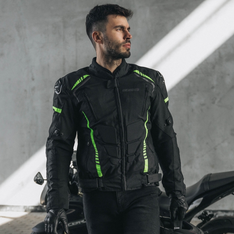 Jachetă de motociclist Ozone Pulse negru-galben-fluo