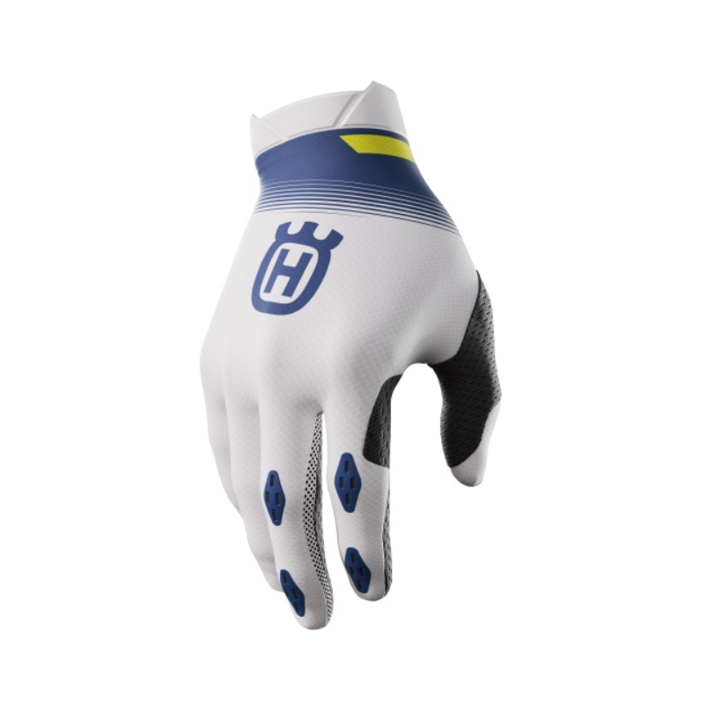 Mănuși motocross Shot Aerolite Husqvarna LE alb-albastru la reducere lichidare