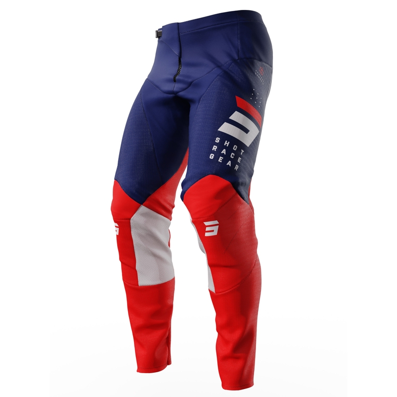 Pantaloni motocross Shot Contact Camo 2.0 roșu-albastru lichidare