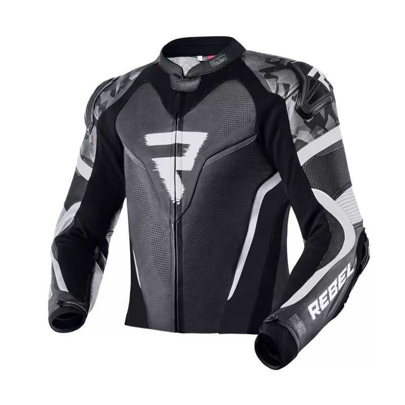 Costum moto Rebelhorn Rebel alb-negru