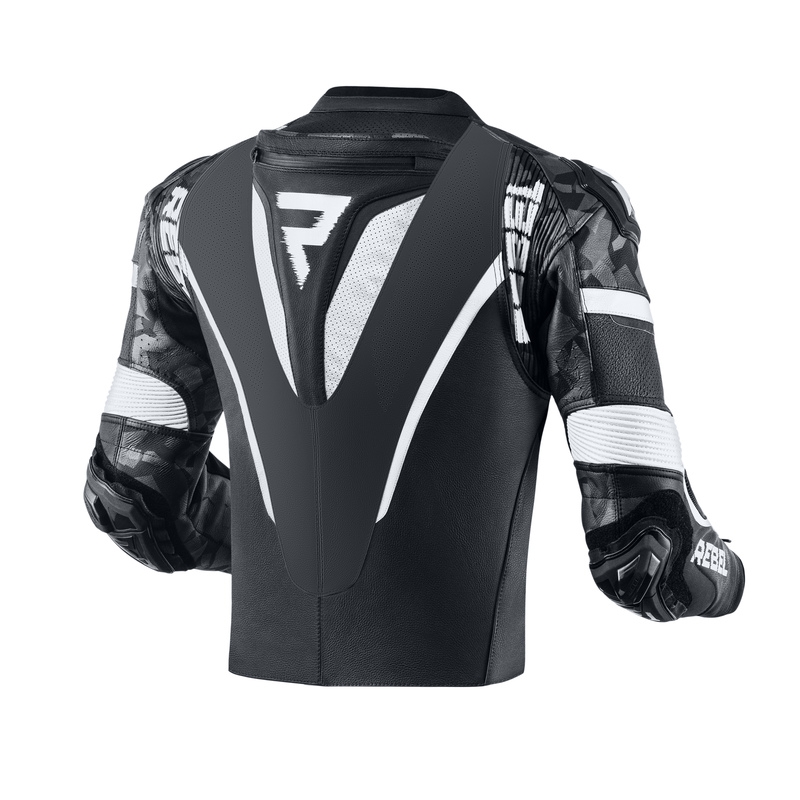 Costum moto Rebelhorn Rebel alb-negru