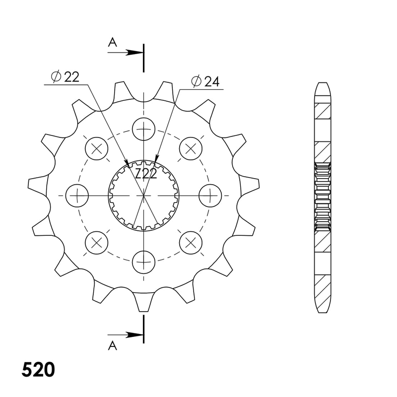 Pinion fata SUPERSPROX 15T, 520