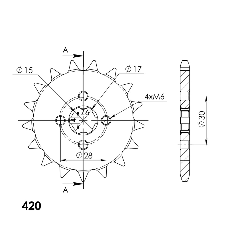 Pinion fata SUPERSPROX 17T, 420
