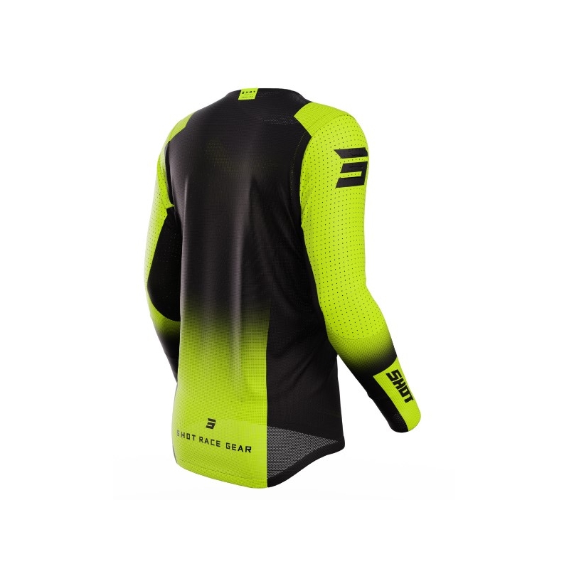 Tricou de motocros Shot Aerolite Ultima negru-fluo galben