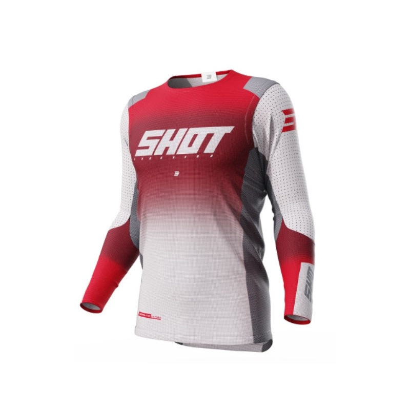 Tricou de motocros Shot Aerolite Ultima gri-alb-roșu