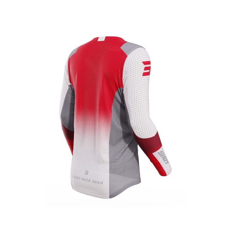 Tricou de motocros Shot Aerolite Ultima gri-alb-roșu