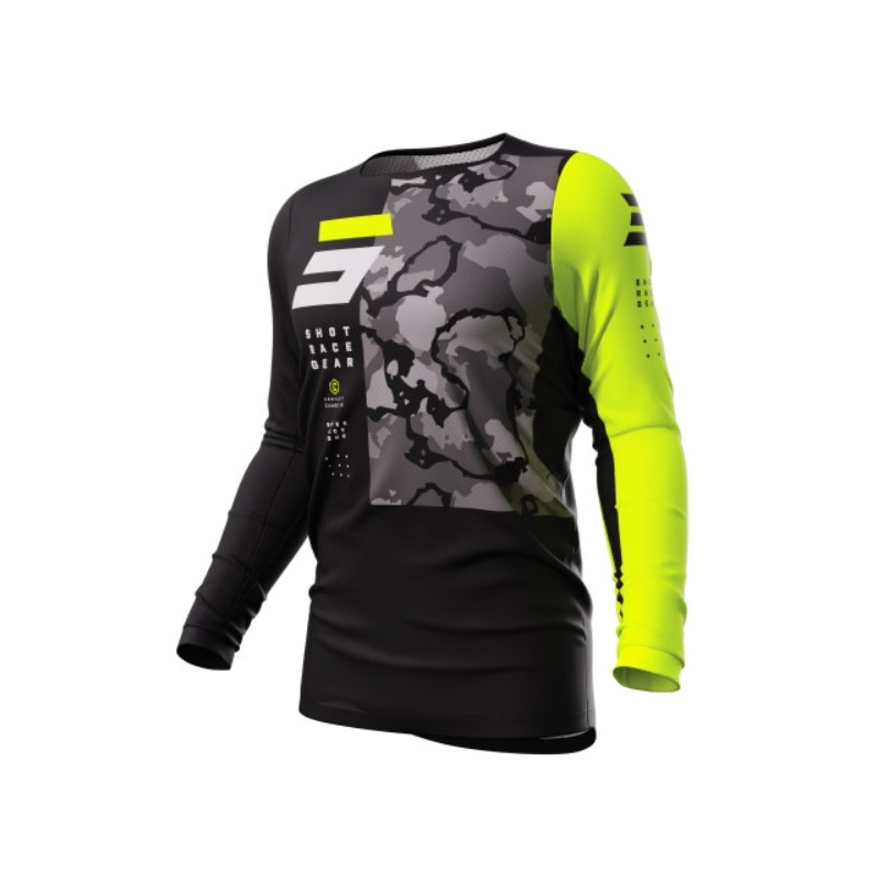 Tricou motocross Shot Contact Camo 2.0 negru-fluo galben lichidare