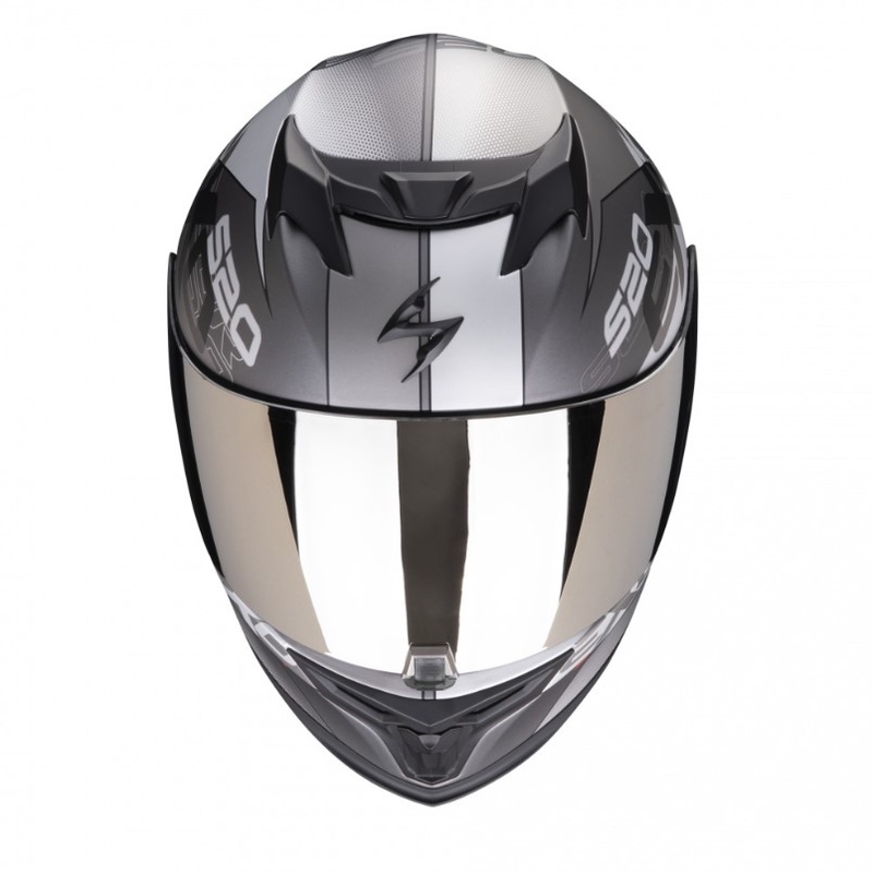 Cască de motocicletă integrală Scorpion EXO-520 EVO Air Cover argintiu-roșu mat