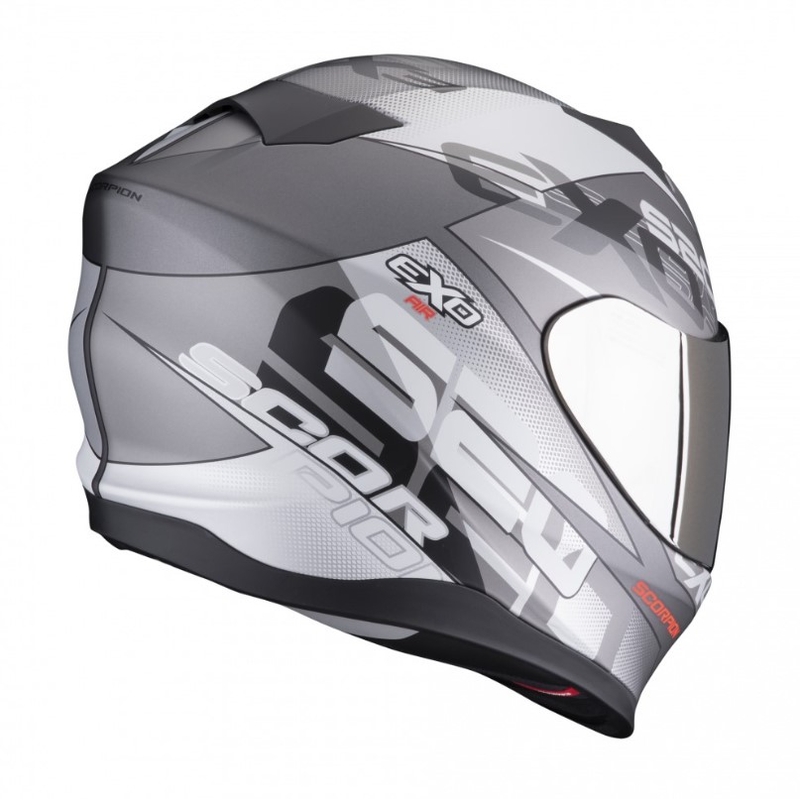 Cască de motocicletă integrală Scorpion EXO-520 EVO Air Cover argintiu-roșu mat