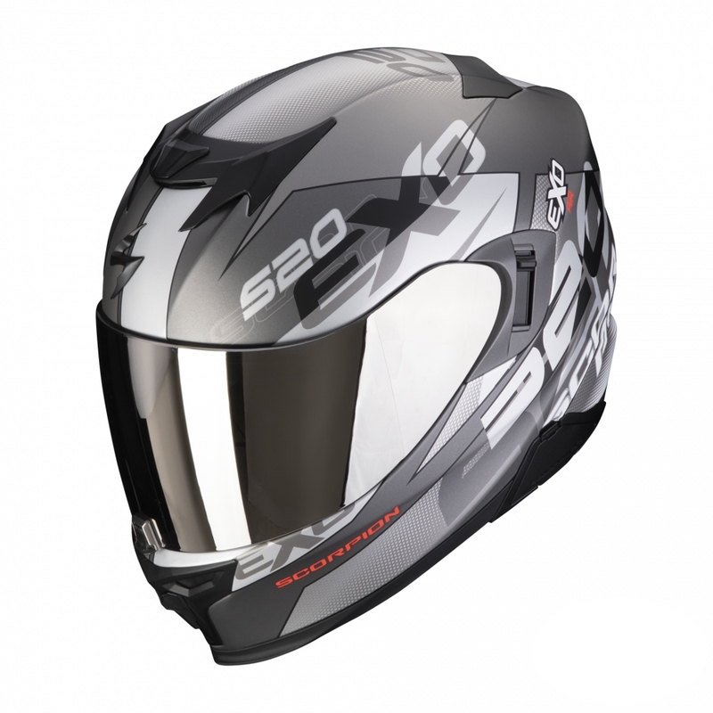 Cască de motocicletă integrală Scorpion EXO-520 EVO Air Cover argintiu-roșu mat