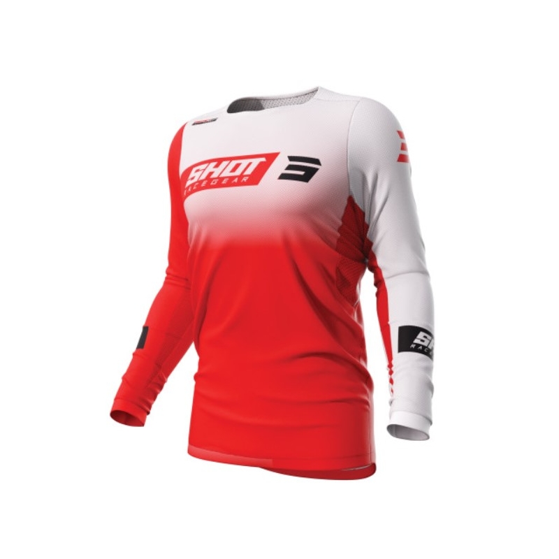 Motocross tricou Shot Contact Scope roșu și alb lichidare