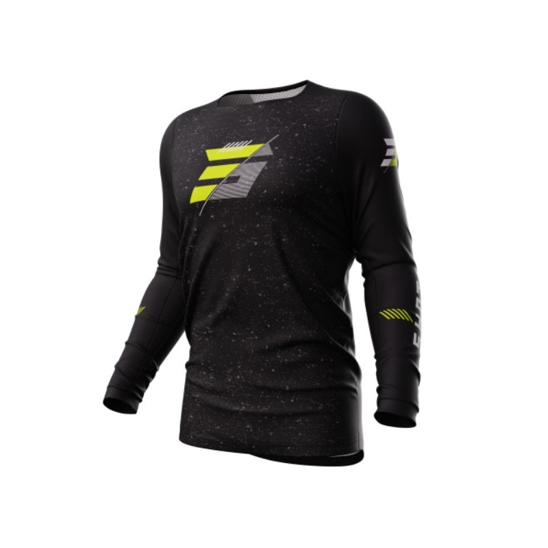 Tricou de motocross Shot Contact Speck negru-fluo galben lichidare
