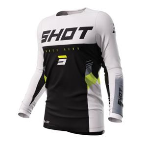 Tricou de motocross Shot Contact Tracer negru-alb-alb-fluo galben