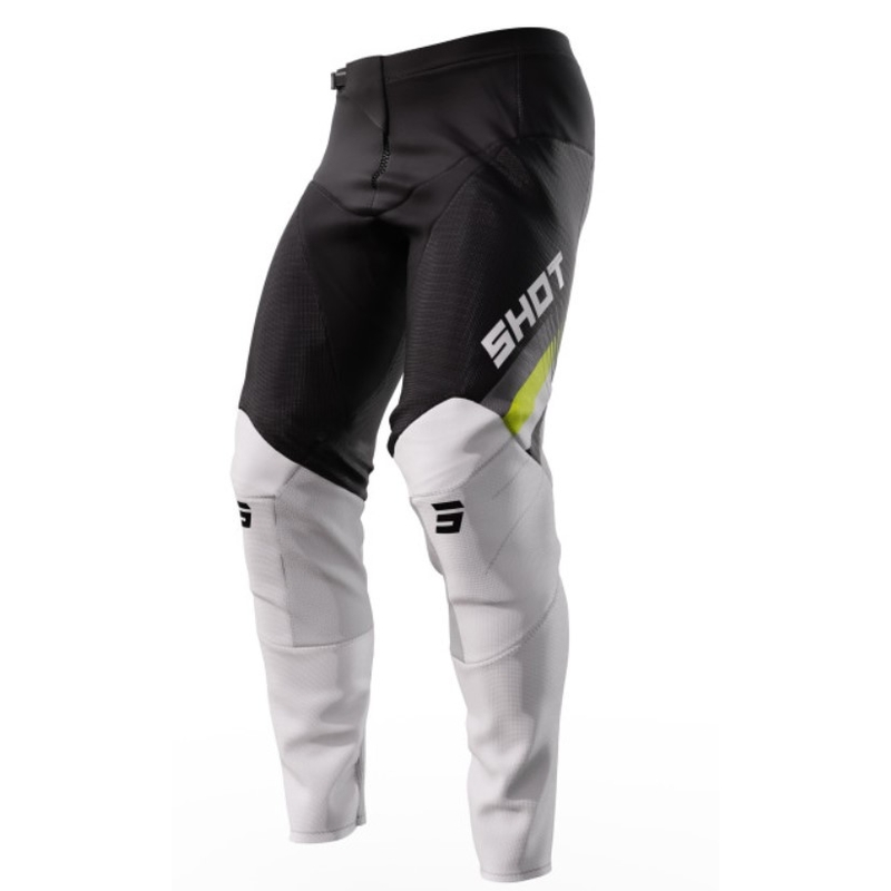 Pantaloni de motocross Shot Contact Tracer negru-alb-alb-galben-fluo lichidare