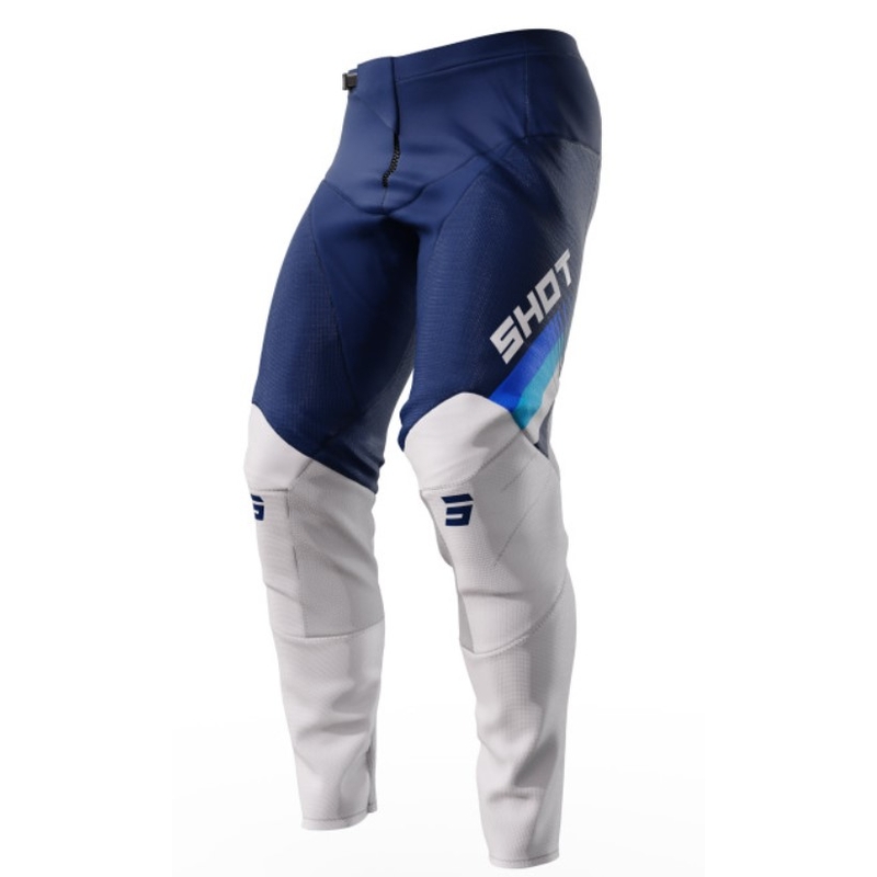 Pantaloni de motocross Shot Contact Tracer alb-albastru lichidare