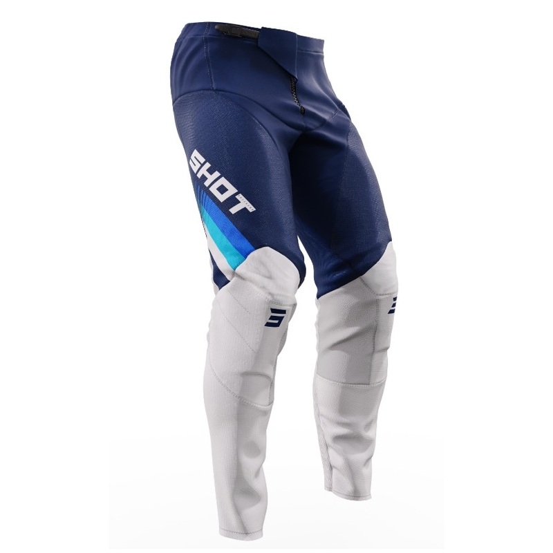 Pantaloni de motocross Shot Contact Tracer alb-albastru lichidare