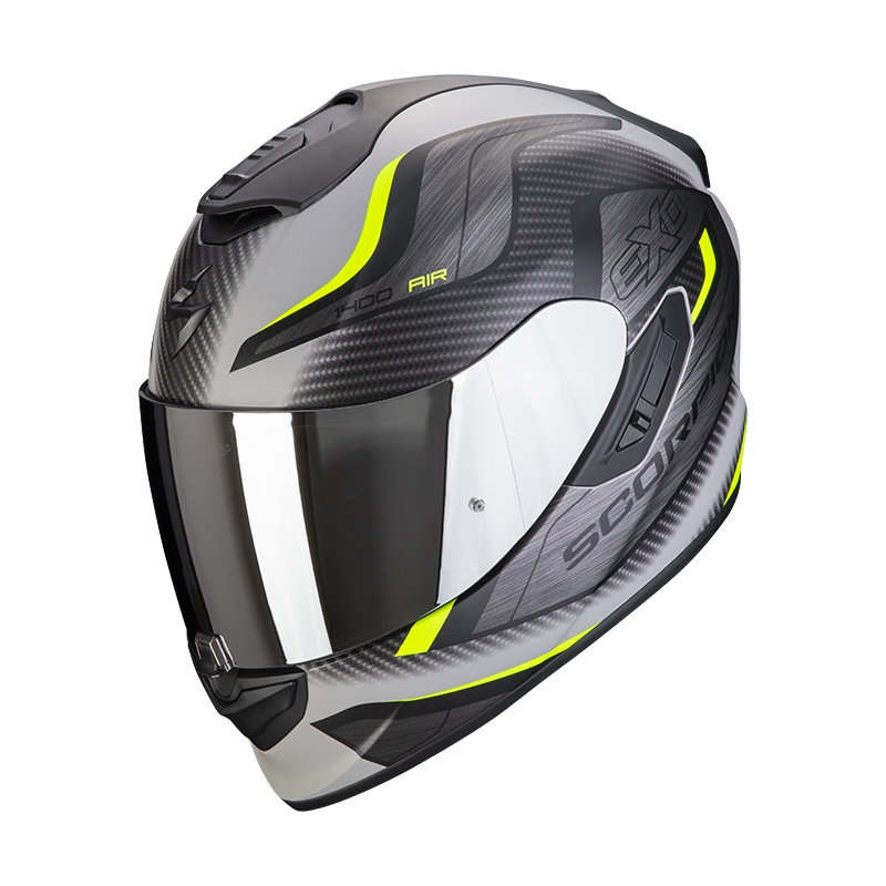 Cască integrală pentru motociclete Scorpion EXO-1400 EVO Air Attune gri-negru-galben-fluo mată