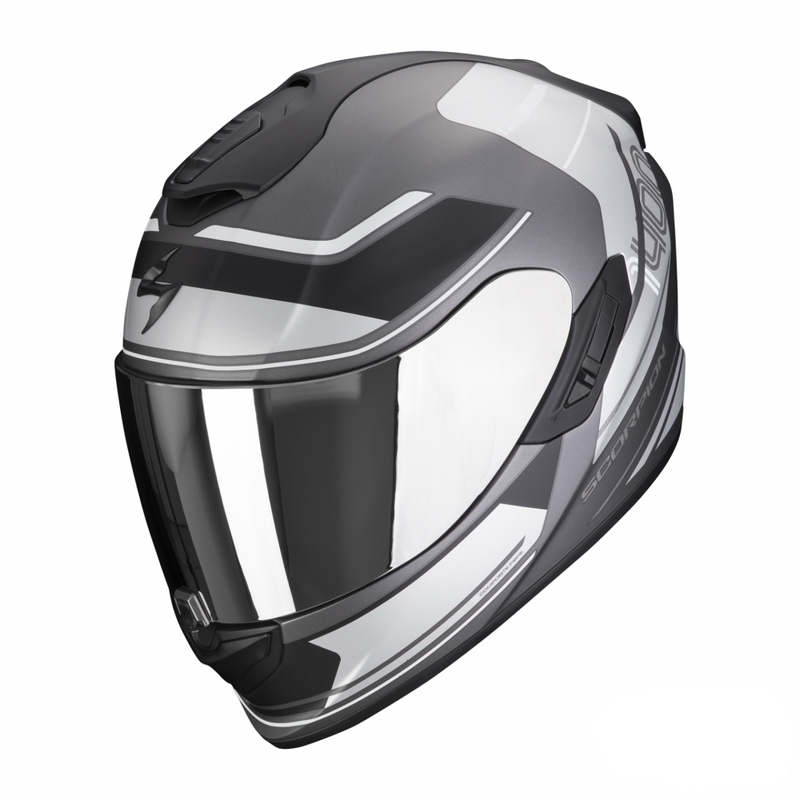 Cască de motocicletă integrală Scorpion EXO-1400 EVO Air Vittoria argintiu și alb mat