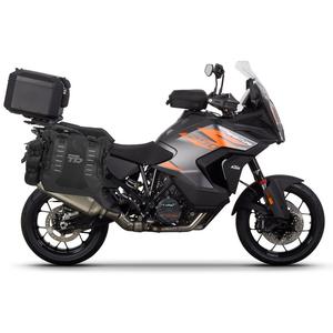 Complete set of SHAD TERRA TR40 adventure saddlebags and SHAD TERRA BLACK aluminium 55L topcase, including mounting kit SHAD KTM Super Adventure 1290 (R, S)