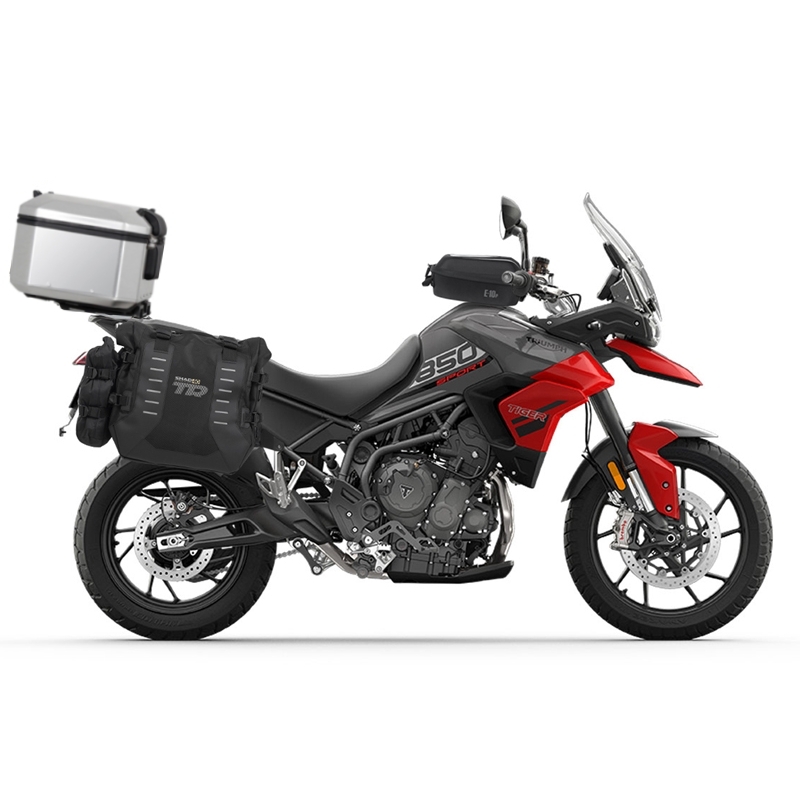 Set complet de genti laterale adventure SHAD TERRA TR40 si topcase din aluminiu SHAD TERRA 55L, incluzand kitul de montaj SHAD TRIUMPH Tiger 900