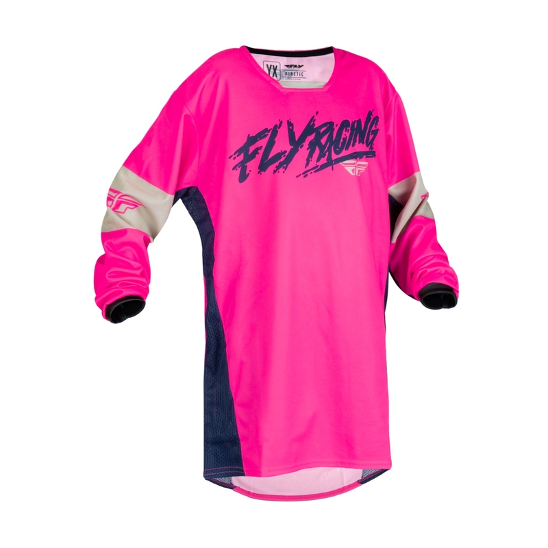 Tricou motocross pentru copii FLY Racing Kinetic Khaos albastru și roz lichidare