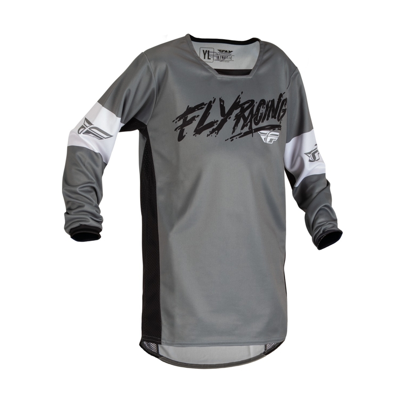 Tricoul de motocross pentru copii FLY Racing Kinetic Khaos negru-alb-gri negru lichidare
