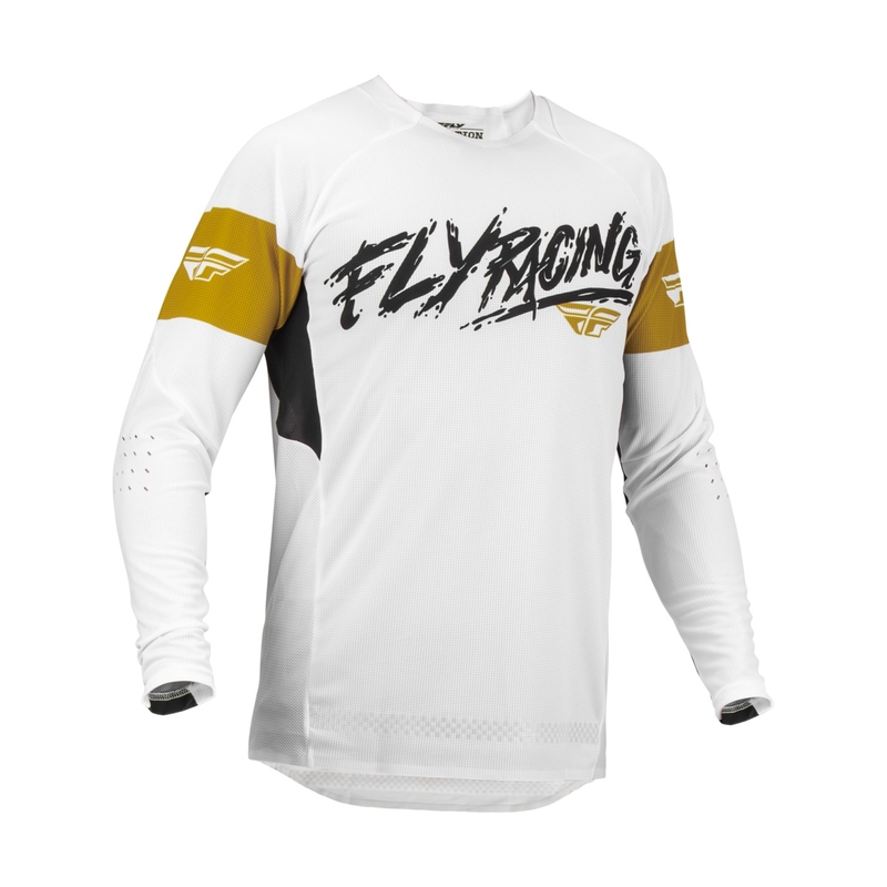 Tricou de motocros FLY Racing Evolution DST. alb-negru-auriu lichidare