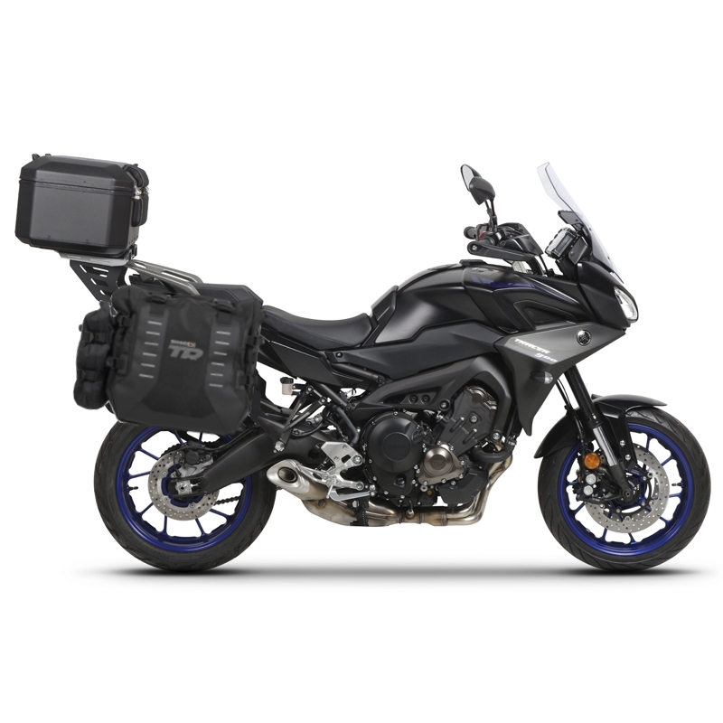 Set complet de genti laterale adventure SHAD TERRA TR40 si topcase din aluminiu SHAD TERRA BLACK 37L, incluzand kitul de montaj SHAD YAMAHA MT-09 Tracer / Tracer 900