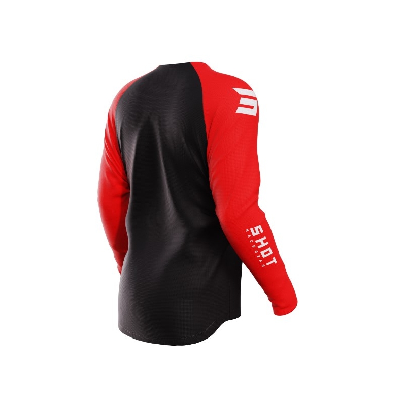 Tricou de motocros Shot Raw Escape negru-roșu lichidare