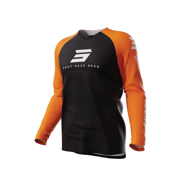 Tricou de motocros Shot Raw Escape negru-portocaliu lichidare