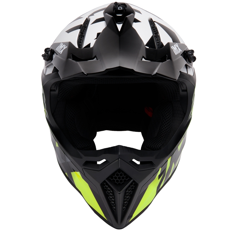 Cască de motocros iMX FMX-02 negru-alb-alb-fluo-galben