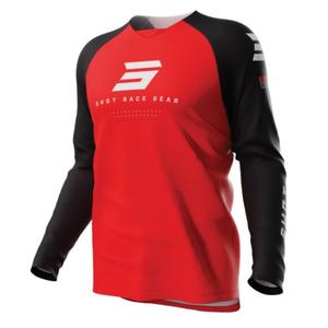 Tricoul de motocross pentru copii Shot Raw Kid Escape negru-roșu