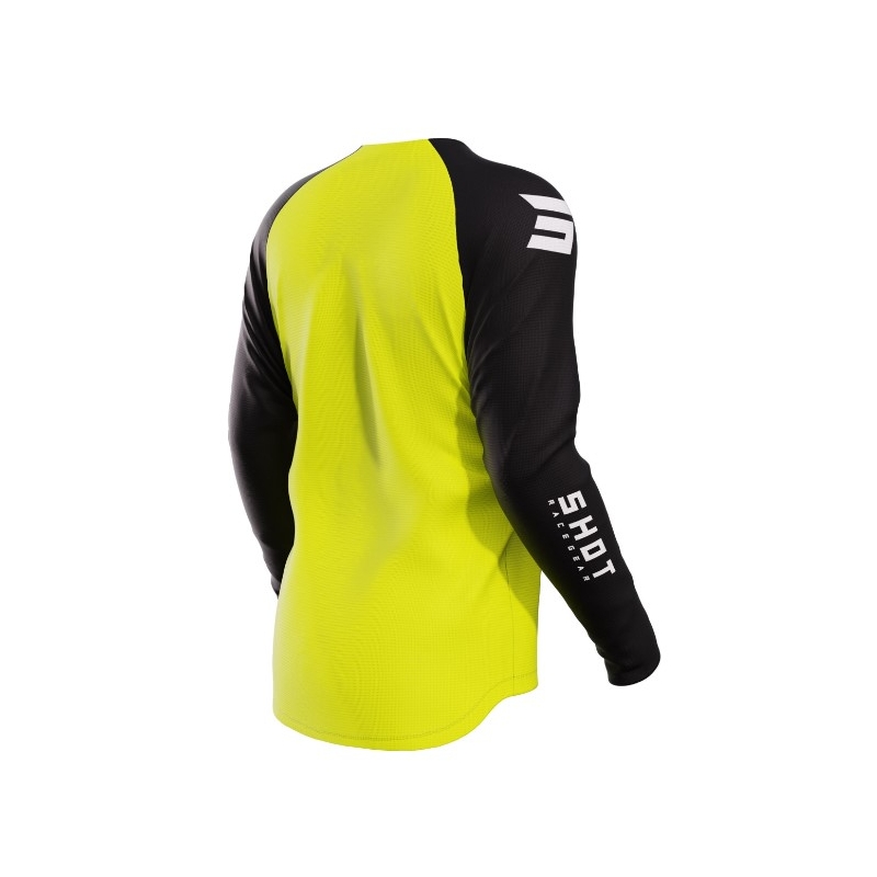 Tricoul de motocros pentru copii Shot Raw Kid Escape negru-fluo galben lichidare