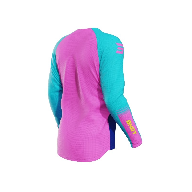 Tricoul de motocross pentru copii Shot Raw Kid Tracer turcoaz-galben-roz