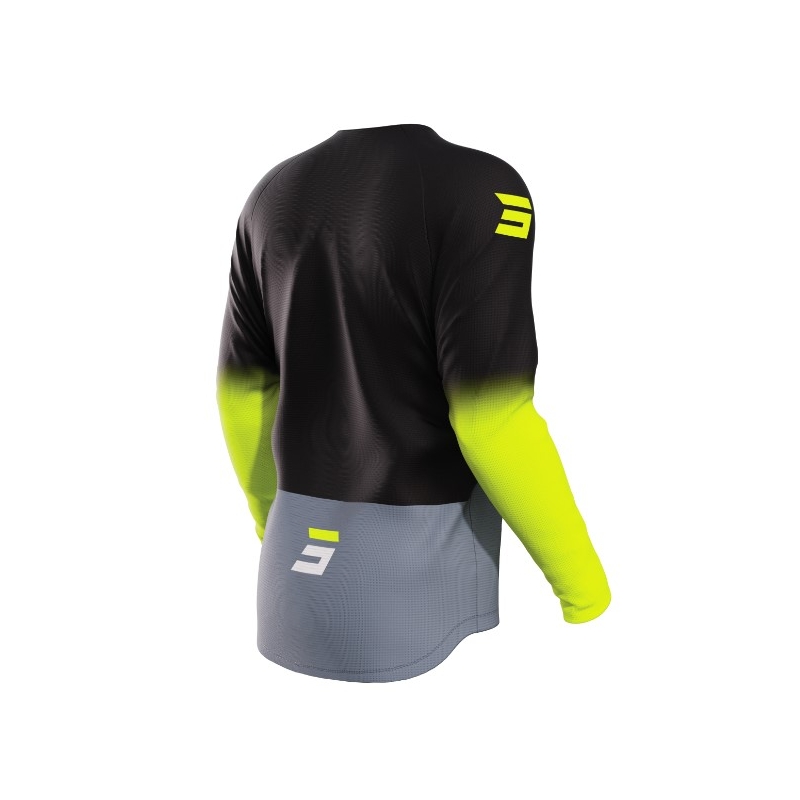 Tricoul de motocros pentru copii Shot Raw Kid Reflex negru-gri-fluo-galben