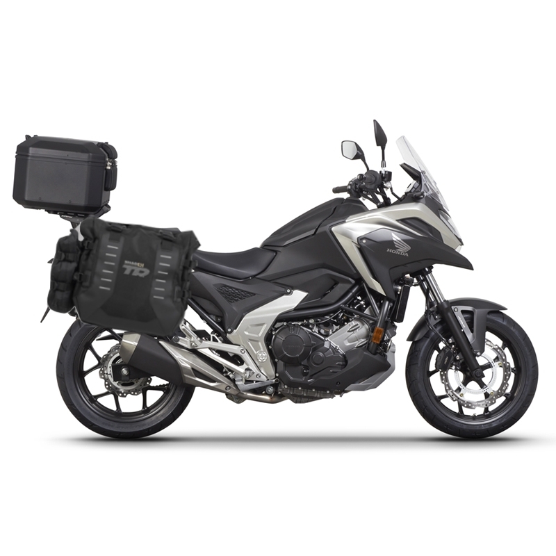 Set complet de genti laterale adventure SHAD TERRA TR40 si topcase din aluminiu SHAD TERRA BLACK 37L, incluzand kitul de montaj SHAD HONDA NX 750 X 2021-