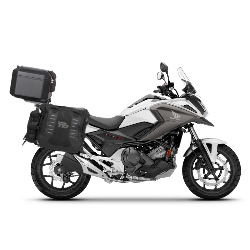 Set complet de genti laterale adventure SHAD TERRA TR40 si topcase din aluminiu SHAD TERRA BLACK 48L, incluzand kitul de montaj SHAD HONDA NC 750 X