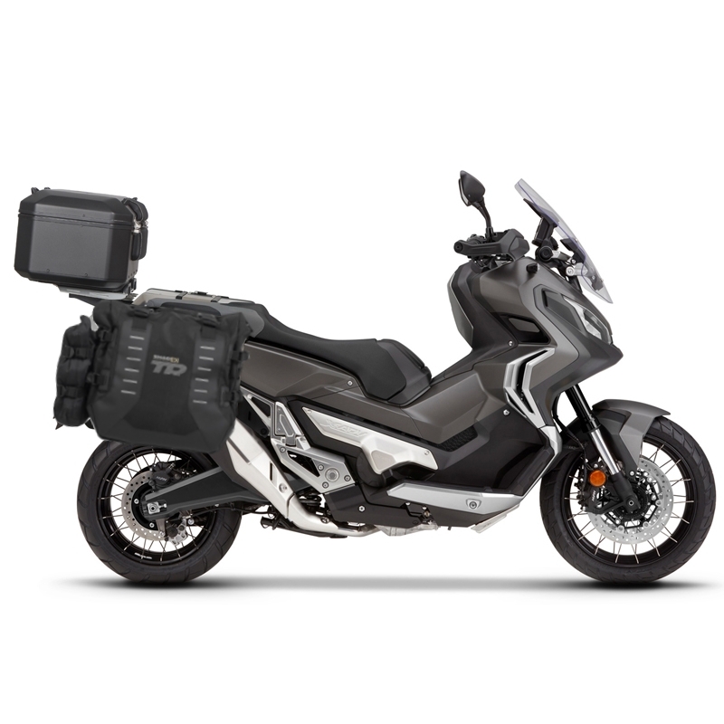 Set complet de genti laterale adventure SHAD TERRA TR40 si topcase din aluminiu SHAD TERRA BLACK 48L, incluzand kitul de montaj SHAD HONDA X-ADV 750