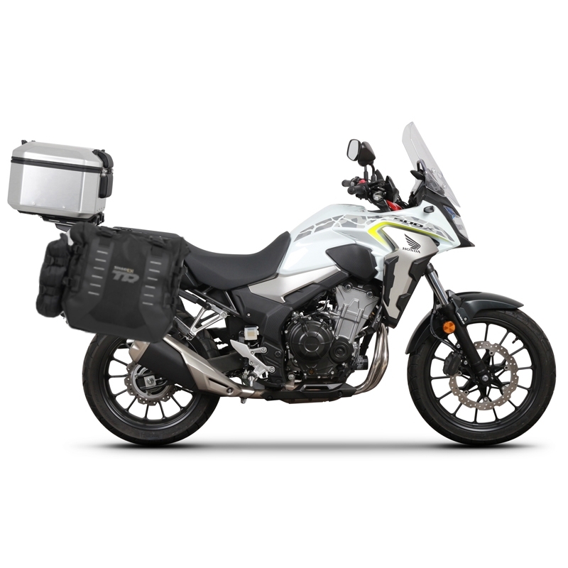 Set complet de genti laterale adventure SHAD TERRA TR40 si topcase din aluminiu SHAD TERRA 48L, incluzand kitul de montaj SHAD HONDA CB 500 X