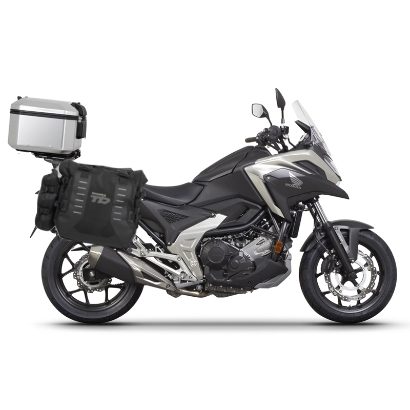 Set complet de genti laterale adventure SHAD TERRA TR40 si topcase din aluminiu SHAD TERRA 55L, incluzand kitul de montaj SHAD HONDA NX 750 X 2021-