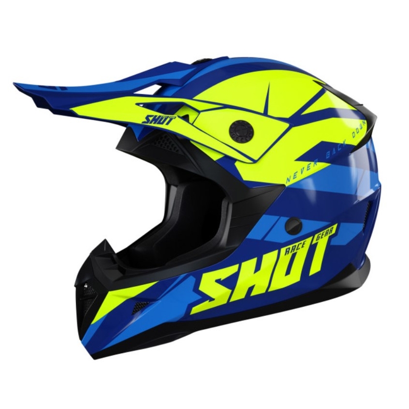 Cască de motocros pentru copii Shot Pulse Kid Revenge albastru-fluo galben lichidare