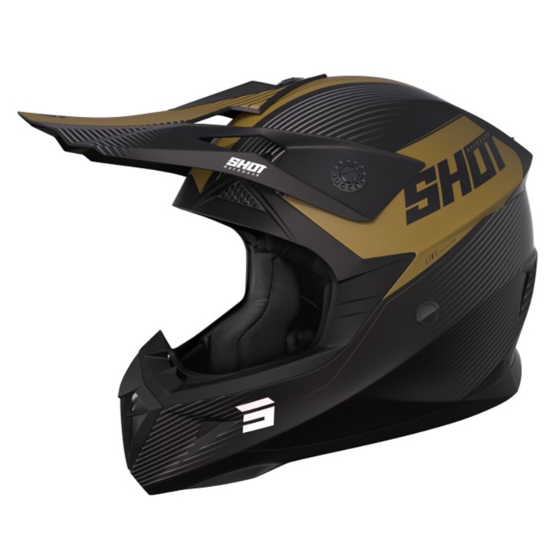 Cască de motocross Shot Pulse Line gri-auriu