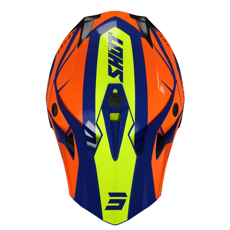 Cască de motocros pentru copii Shot Pulse Kid Revenge portocaliu-albastru-fluo-galben