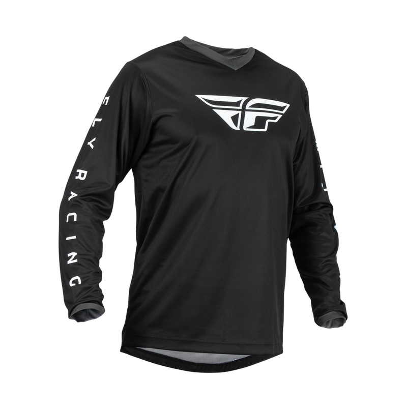 Tricou de motocros FLY Racing F-16 2023 negru și alb lichidare