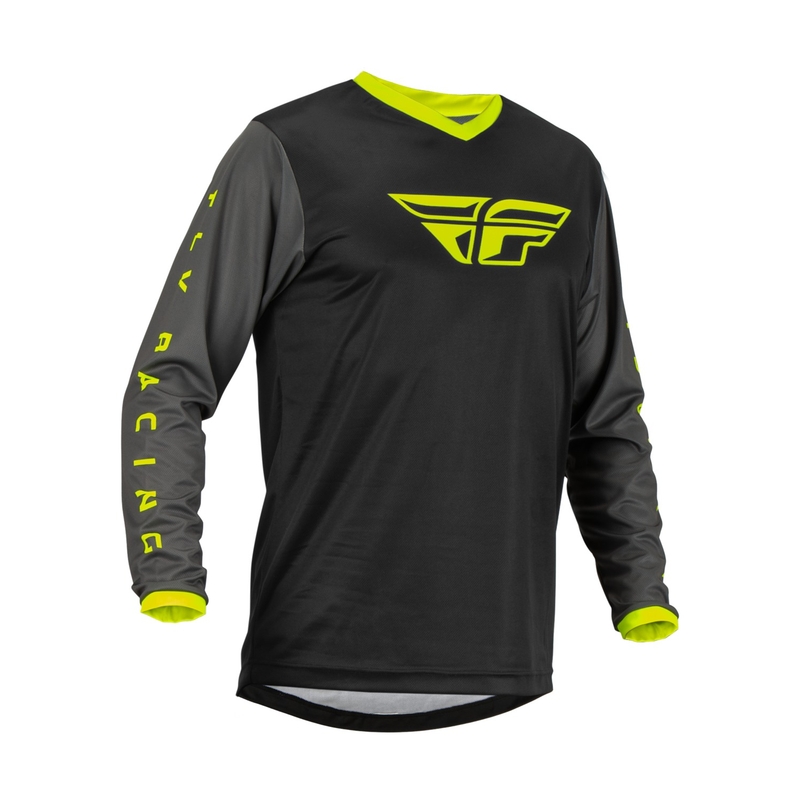 Tricou de motocros FLY Racing F-16 2023 negru-gri hi-vis negru-gri lichidare