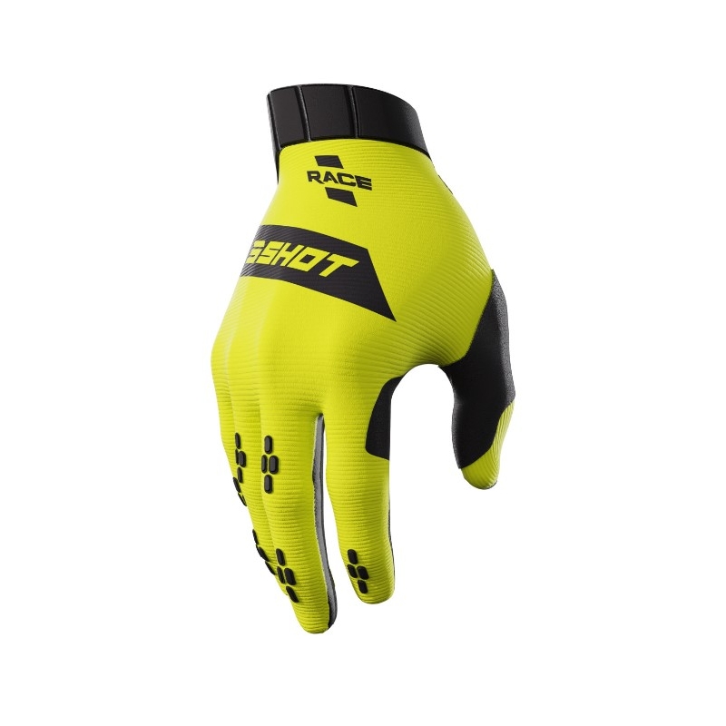 Mănuși de motocros Shot Race negru-fluo galben lichidare